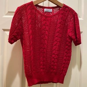 Cuddle Knits Acrylic/Antron Nylon red short sleeve vintage sweater